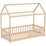 HOMCOM Pat pentru Copii din Lemn de Pin, 96x195x165 cm, Culoare Lemn | Aosom Romania