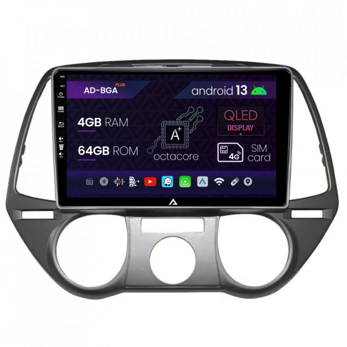 Navigatie Hyundai I20 (2008-2012), Android 13, A-Octacore 4GB RAM + 64GB ROM, 9 Inch - AD-BGA9004+AD-BGRKIT219
