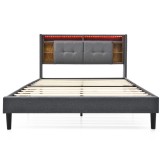 Pat dublu tapițat, Gri | Aosom Romania