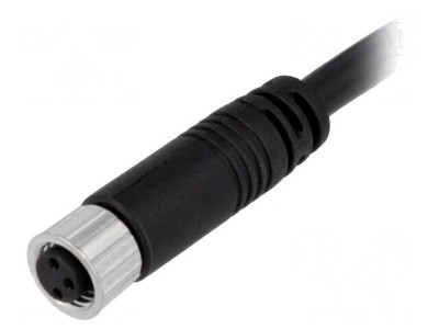 Conector M8 5m Mamă 3 PIN Drept cu Manșon și Cabluri foto