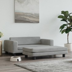 Gossi pat pentru caini cu extensie, gri deschis, 100x50x30 cm catifea