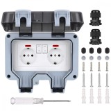 Priza Dubla Exterior Jormftte IP66 Gri, Impermeabila, Incastrata, Standard European