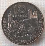 (S) MONEDA FRANTA - 10 FRANCS 1985, 100 ANI DE LA MOARTEA LUI VICTOR HUGO, Europa