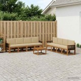 Cumpara ieftin Set de canapele de exterior 9 buc. 8-Locuri Natural si Bej