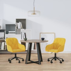 vidaXL Scaune de bucătărie pivotante, 2 buc., galben, catifea