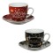Set Cesti Portelan Craciun, Model Merry Christmas, Farfurii Incluse, Rosu Negru, Capacitate 200ml, 2 Bucăți