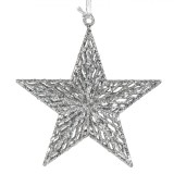 Ornament Brad Crăciun, Stea, Glitter, Culoare Argintie, Dimensiune 18 cm, Oem
