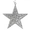 Ornament Brad Crăciun, Stea, Glitter, Culoare Argintie, Dimensiune 18 cm