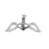 Pandantiv, jolie silver, argint 925, model inima cu aripi, pietre zirconiu, 25 x 15 mm, 1.4 g
