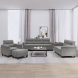 VidaXL Set de canapele cu perne, 4 piese, gri &icirc;nchis, microfibră