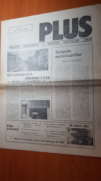 ziarul plus 2-8 aprilie 1990-art si foto despre zona lipscani bucuresti