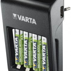 Incarcator Varta 57687, AA/AAA 9V NiMH, port USB, 4 acumulatori AA 2100 mAh
