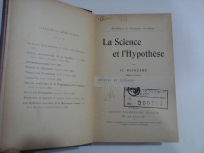 La Science et l&amp;#039;Hypothese - H. POINCARE - Paris foto