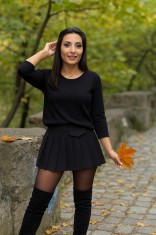 Bluza dama neagra cu guler rotund
