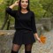 Bluza dama neagra cu guler rotund