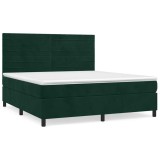 Cumpara ieftin Pat box spring cu saltea, verde inchis, 160x200 cm, catifea