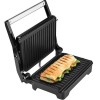 Sandwich Maker &amp; Grill ECG S 2070 Panini, 1200W, Placi Antiaderente, Inox, Termostat, Tava Colectare, Blocare, 165x260mm