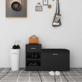 vidaXL Banchetă pantofar, negru, 94,5x31x57 cm, lemn prelucrat 326742