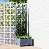 Jardiniera Gradina cu Spalier vidaXL, Albastru Gri, 40x40x121.5 cm, PP, Ghiveci Exterior Plante Cataratoare