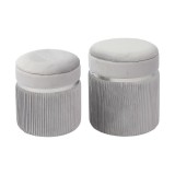 Cumpara ieftin Set 2 tabureti cu spatiu depozitare textil gri 32 x 38 cm, 36 x 44 cm