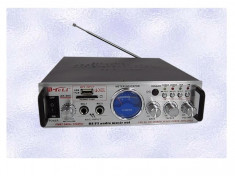 Amplificator Tip Statie Teli AK-905, 2 x 30 W / 8-16 Ohm / USB / SD Card / 2 Intrari Microfon / Telecomanda foto