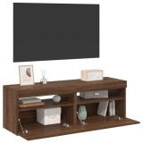 VidaXL Comode TV cu lumini LED, 2 buc., stejar maro, 60x35x40 cm