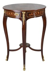 Masa din lemn masiv furniruit cu decoratiuni din alama CAT142