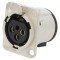 Conector XLR soclu mamă PIN 3 drept cu buton THT argintiu