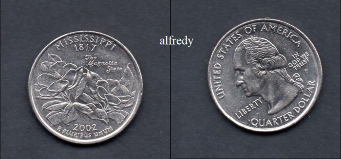 SUA 2002 Quarter, 25 Centi, Mississippi, P