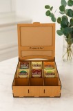 Cutie Ceai Lemn/Metal, 23x21x7.5cm, Compartimente Multiple, Organizator Pliculete, Pastrare Aroma, Cadou Elegant Bucatarie