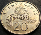 Moneda exotica 20 CENTI - SINGAPORE, anul 1991 * cod 2902, Asia