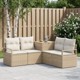 Cumpara ieftin Set de canapea 5 buc. Bej si alb crem 177 x 177 x 85 cm