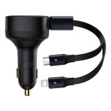 Incarcator Auto Fast Charging, 30W + Cablu Lightning, Type-C, 75cm - Baseus Enjoyment (CGTX000001) - Black