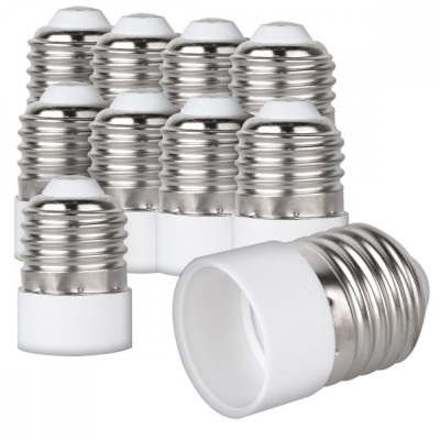 Set 10 Adaptoare dulie de la E27 la E14, Kwmobile, Alb, Plastic, 49973.10 foto