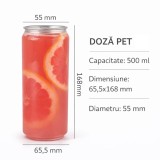 Doza PET pentru aparat sigilare, 500 ml, capac inclus