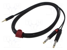 Cablu Jack 3,5mm la Jack 6,3mm x2 3m negru REDS MUSIC PVC ecranat stereo