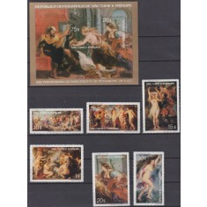 Sao Tome 1977 - Rubens, picturi, arta, serie si colita neuzata
