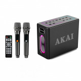 Cumpara ieftin Boxa portabila Akai cu 2 micfrofoane wireless IPX6-80W