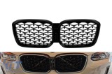 Grilele de rinichi iluminate tip Iconic Glow tip diamant, potrivite pentru BMW X3 G01, X4 G02 2022-2024, lac negru Performance AutoTuning
