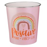 Coș de Gunoi Birou, Model Curcubeu, Plastic, Roz, Capacitate 6.35L, 22x23cm, Oem