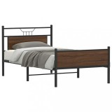 VidaXL Cadru de pat fără saltea Stejar maro 107x203 cm Lemn prelucrat