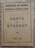 Carte de student Facultatea de Filosofie, Universitatea Bucuresti, 1940-41