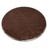 Covor modern de spălat LAPIN cerc shaggy, antiderapant fildeș / ciocolată, cerc 120 cm, Rotund, Poliester