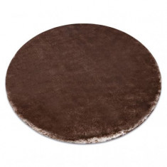 Covor modern de spălat LAPIN cerc shaggy, antiderapant fildeș / ciocolată, cerc 100 cm