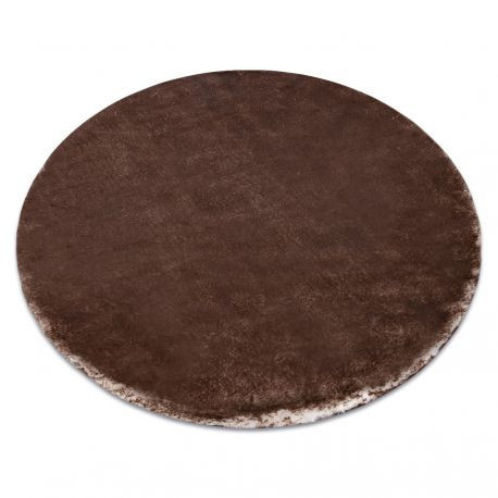 Covor modern de spălat LAPIN cerc shaggy, antiderapant fildeș / ciocolată, cerc 100 cm