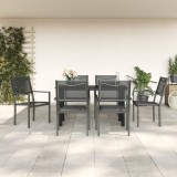 vidaXL Set mobilier de grădină, 7 piese, negru, oțel și textilenă