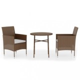 Cumpara ieftin Set mobilier de gradina, 3 piese, maro, poliratan