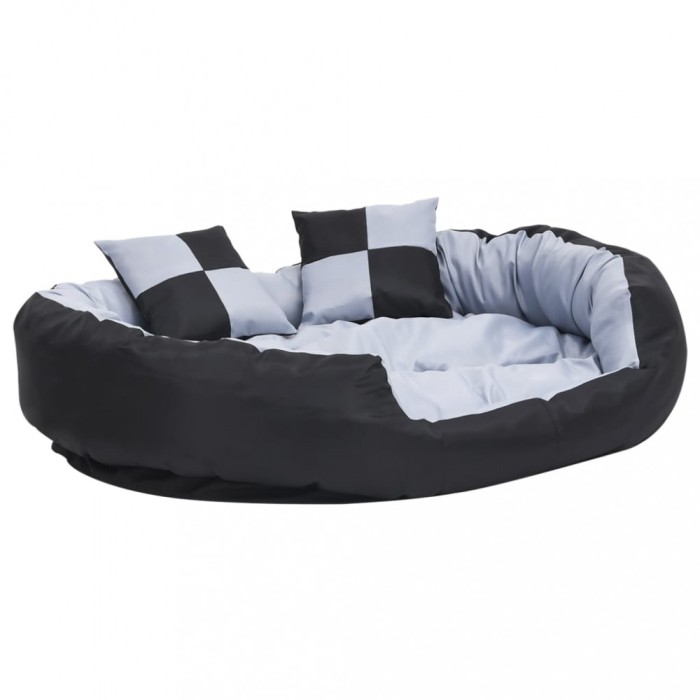 Perna reversibila lavabila pt caini gri si negru, 110x80x23 cm