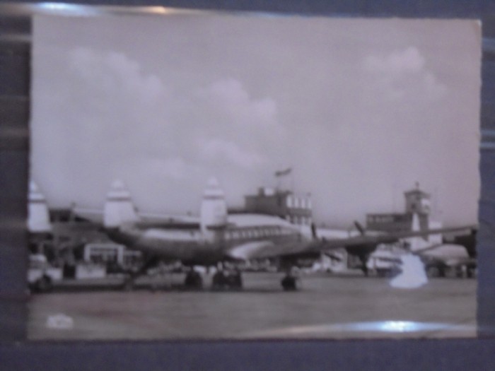 AVION PE AEROPORTUL DIN DUSSELDORF - GERMANIA -1954 - CIRCULATA, TIMBRATA -