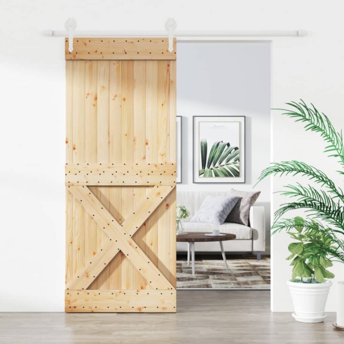 Ușă glisantă cu set de feronerie 85x210 cm, lemn masiv de pin